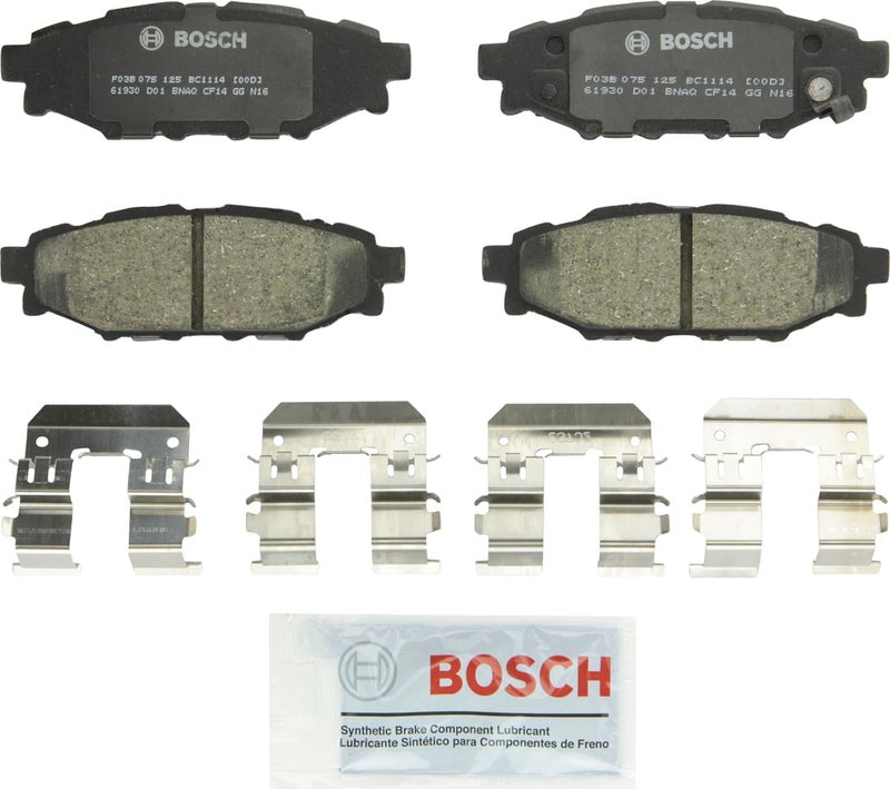 بوش مجموعة وسادات فرامل قرص السيراميك الفاخرة من BOSCH BC1114 - متوافقة مع مجموعة مختارة من Subaru BRZ Crosstrek XV Crosstrek Forester Impreza Legacy Outback WRX؛ مؤخرة - Image 1